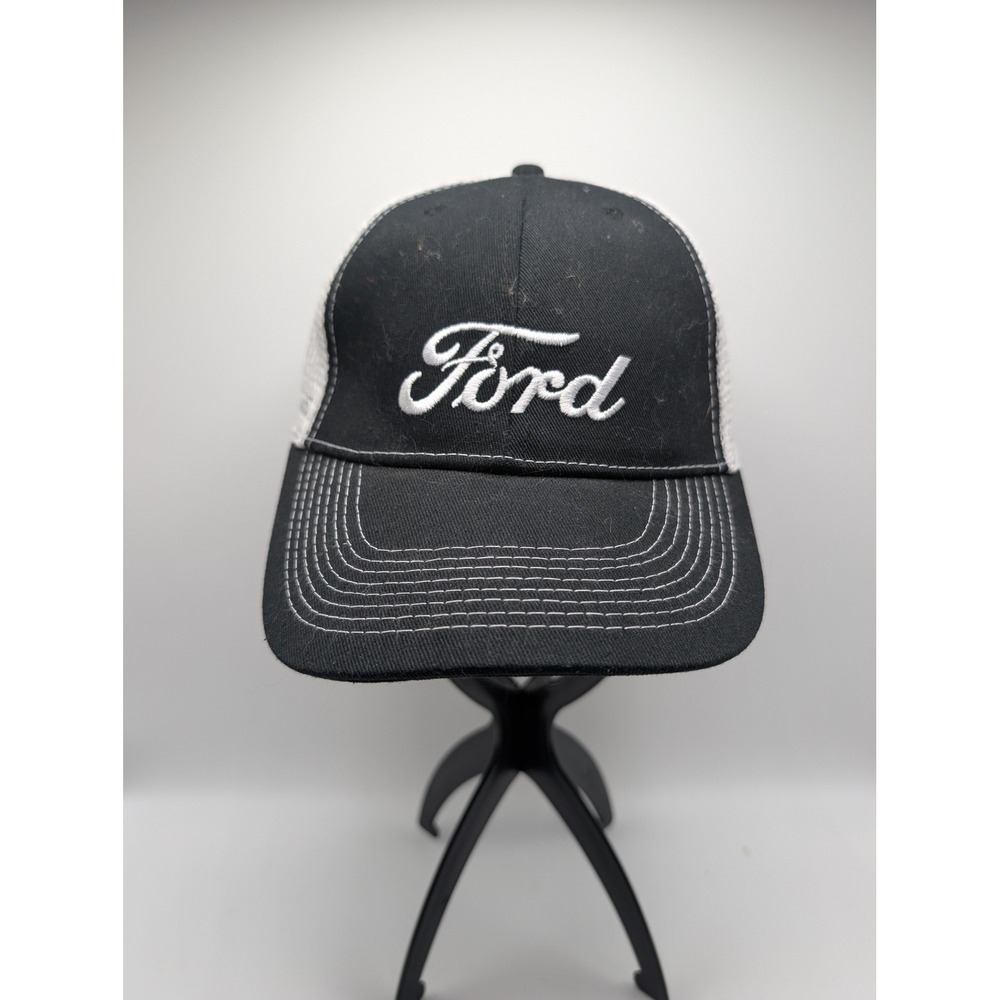 Ford Trucker Hat Mens Black White Mesh Snapback Baseball Cap Logo Embroidery